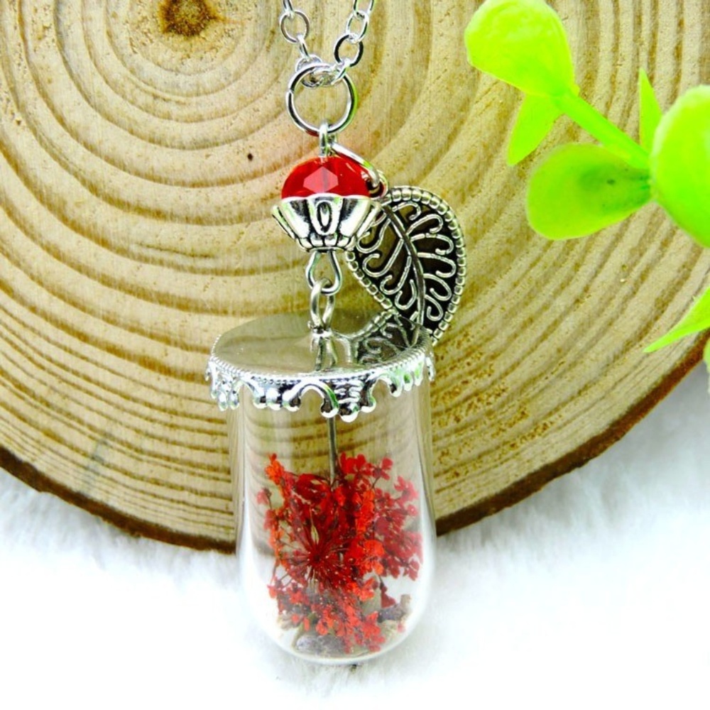 Chic Boho Red Floral Prairie Pendant